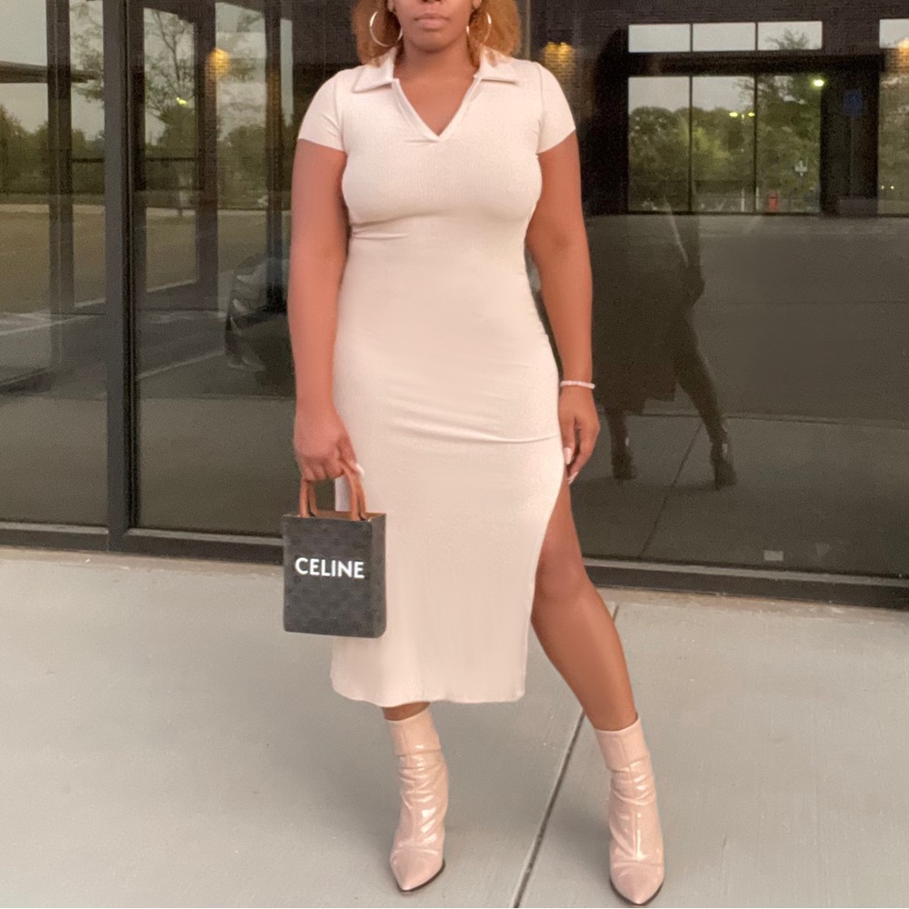 Blush Pink Ribbed Dress